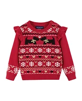 Andy & Evan Baby Girls Red Fair Isle Sweater and Glitter Legging Set