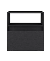 Depot E-Shop Wasilla Nightstand with Open Shelf, 1 Drawer and Casters