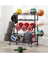 Slickblue 4-Tier Metal Storage Organizer with Rolling Wheels for Easy Mobility