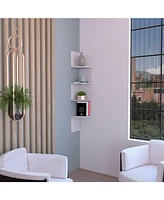 Roy Corner Floating Shelf, Modern 4-Tier Display