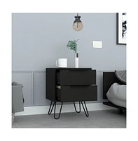 Depot E-shop Begonia 2 Nightstand, Hairpin Legs, Two Drawers