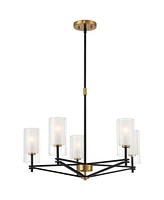 Possini Euro Design Nyack 25" Modern Pendant Chandelier Ceiling Light Fixture Dining Room Over Table Kitchen Island Foyer Open Frame Hanging 5-Light B