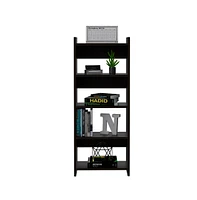 Depot E-shop Treia Home Office Set, Two Parts Set, One Drawer, Desktop, Keyboard Tray, Stand, Five Shelves, Black