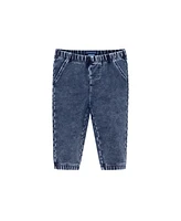 Andy & Evan Baby Boys Navy Suspender Shirtzie w/Faux Denim Terry Pant