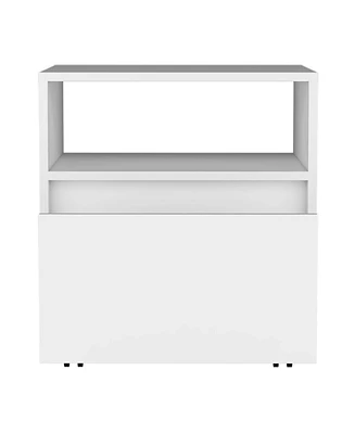Depot E-shop Wasilla Nightstand with Open Shelf, 1 Drawer and Casters