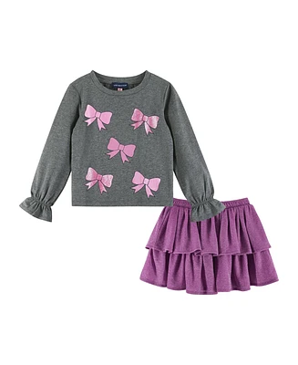 Andy & Evan Toddler Girls Toddler/Child Purple Long Sleeve Top w/Skirt Set