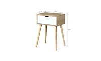 Slickblue Side Table with 1 Drawer and Rubber Wood Legs for Stylish Functionality