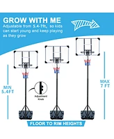 Slickblue Portable Basketball Hoop Stand with Wheels for Kids, Adjustable Height