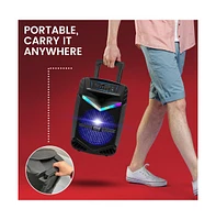 Pyle 12" Bluetooth Portable Pa Speaker With Rechargeable Battery, Party Lights & Microphone, 800 Watt