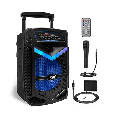 Pyle 12" Bluetooth Portable Pa Speaker With Rechargeable Battery, Party Lights & Microphone, 800 Watt