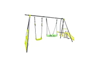 Slickblue Interesting Six-Function Swing Set with Net Swing Versatile Outdoor Play Equipment