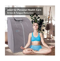 SereneLife Compact & Portable Infrared Sauna With Foldable Chair and Foam Floor Cushion (Gray)