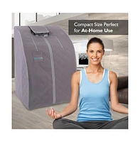 SereneLife Compact & Portable Infrared Sauna With Foldable Chair and Foam Floor Cushion (Gray)