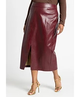 Eloquii Women's Croc Faux Leather Column Skirt