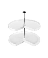 Rev-a-Shelf 28'' Lazy Susan Kidney Polymer 2-Shelf, White, 3472-28-11-52