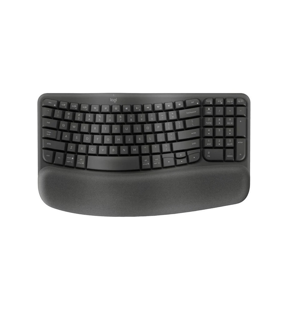 Logitech Wave Keys Wireless Ergonomic Keyboard with Cushioned Palm Rest,Graphite