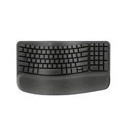 Logitech Wave Keys Wireless Ergonomic Keyboard with Cushioned Palm Rest,Graphite