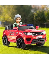 Costway Kids 12V Electric Ride On Car Police Car with Remote Control Lights/Sounds