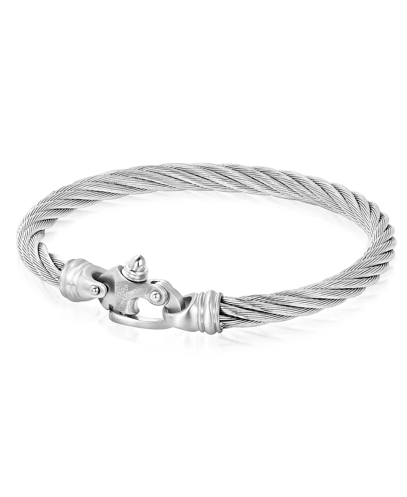 Invicta Stainless Steel Cable Braceletwith Fancy Clasp - 21cm