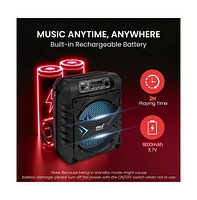 Pyle 8” Bluetooth Portable Pa Speaker With Rechargeable Battery & Party Lights, 300 Watt