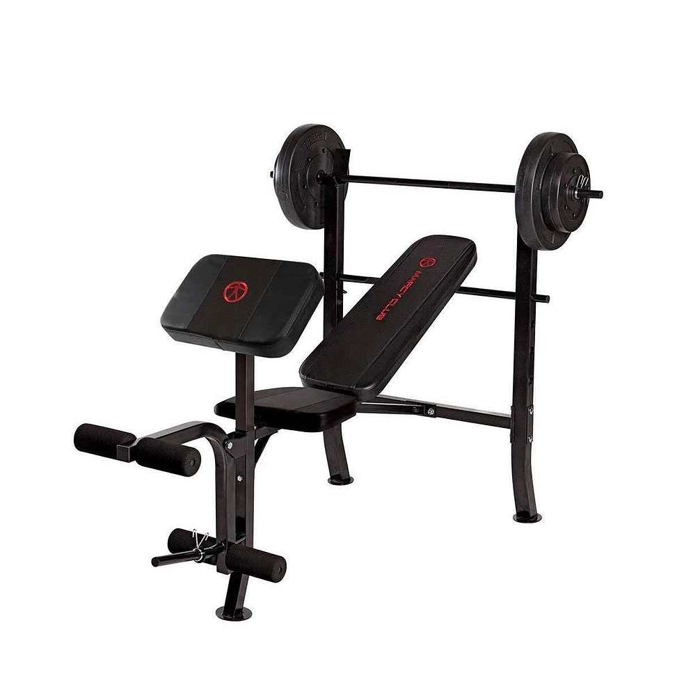 Marcy Pro Home Gym Standard Weight Training Bench with 80 Pound Weight Set