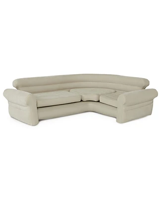 Intex Inflatable Corner Living Room Air Mattress Sectional Sofa Couch, Beige