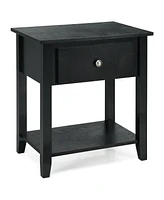 Gymax 2PCS Nightstand Sofa End Side Table W/ Storage Drawer Bottom Shelf