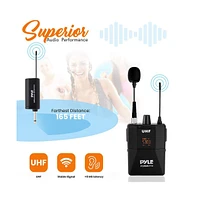 Pyle Uhf Wireless Microphone System Kit, Includes Headset Mic, Lavalier Mic & Beltpack Transmitter