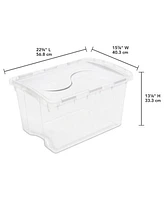 Sterilite 48 Quart Hinged Lid Storage Box Plastic Stackable Bin with Lid, 6 Pack