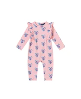 Andy & Evan Baby Girls Long Sleeve Romper w/Pom Pom Trim