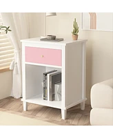 Slickblue Wooden Nightstand with 1 Drawer and 1 Shelf for Kids and Adults