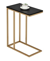 Kings Brand Furniture C-Shaped End Table Side Table for Sofa and Bed Couch Table Tv Tray for Bedroom and Living Room (Gold/Black)