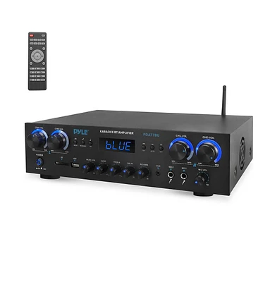 Pyle Wireless Bluetooth Streaming Stereo Amplifier Receiver With Fm Radio, MP3/Usb/Sd/Aux Playback, 800 Watt