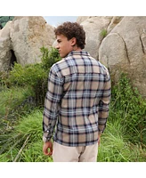 Men's Icy Blue & Saltbox Beige Tartan Plaid Utility Shirt