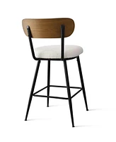 Rattan Boucle Armrest Counter Stool Set Of 4-Maison