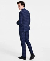 Hugo By Hugo Boss Mens Modern Fit Navy Plaid Suit Separate