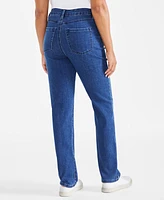 Style & Co Petite Embroidered High-Rise Straight-Leg Jeans, Created for Macy's