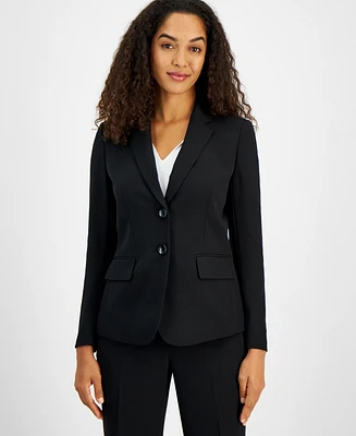 Kasper Women's Stretch Crepe Two-Button Notch-Collar Blazer, Regular & Petite Sizes