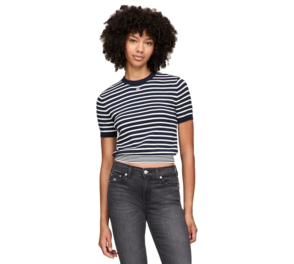 Tommy Jeans Women's Essential Striped Short-Sleeve Sweater