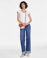 On 34th Women's Bubble-Sleeve Scoop-Neck T-Shirt, Created for Macy's