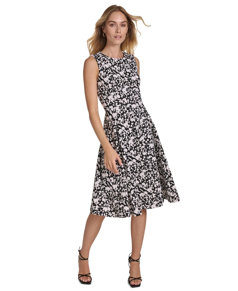 Calvin Klein Women's Printed Scuba-Crepe A-Line Dress