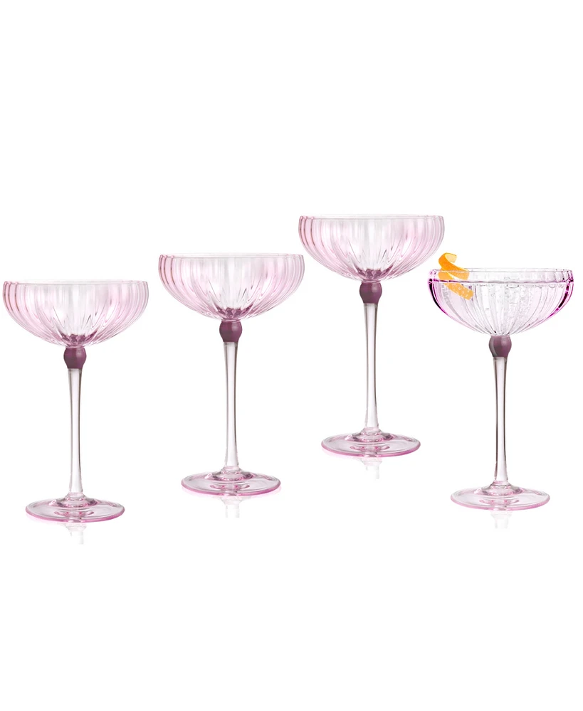 Qualia Glass Cranberry Coupes, Set of 4