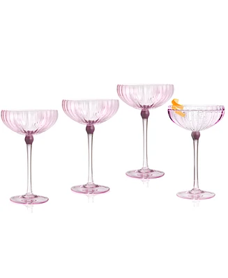 Qualia Glass Cranberry Coupes, Set of 4