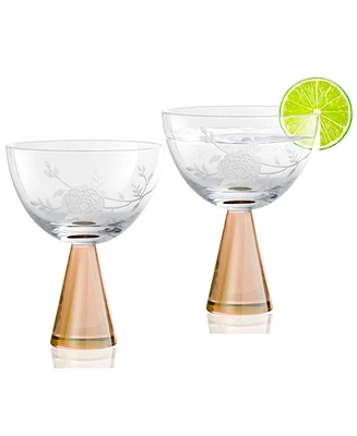 Qualia Glass Peony Coupes, Set of 2