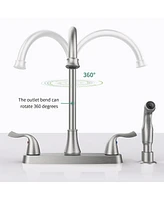 Slickblue Two-Handle Kitchen Faucet with Pull-Out Side Sprayer Versatile and Functional Design