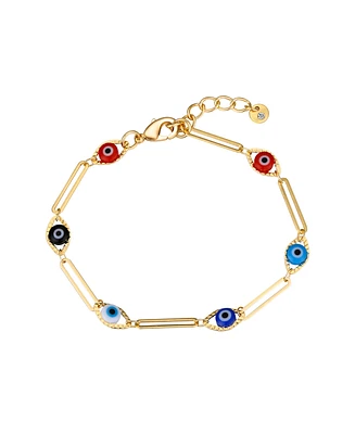 Unwritten Multi Color Evil Eye Paperclip Bracelet