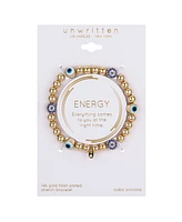 Unwritten Crystal Evil Eye Beaded Stretch Bracelet