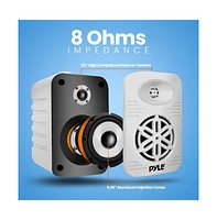 Pyle 5.25” 2-Way Indoor/Outdoor Bluetooth Speaker System, 1/2” High Compliance Polymer Tweeter, 500 Watt, White