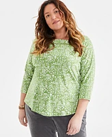 Style & Co Plus Square-Neck 3/4-Sleeve Top