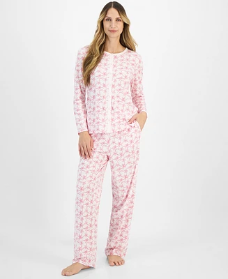 Charter Club Women's Cotton Printed Button-Front Pajama Set, Exclusively at Macy's